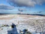 Looking North across Ullscarf's plateau towards Skiddaw and Blencathra.