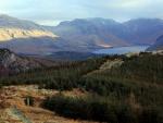 The route lies through the plantation ahead. Wastwater in the distance.