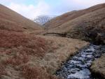 Looking back up Miterdale. Scafell in the distance.