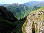 The head of the gorge. Whitegill crag on the left.