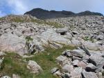 Finding a route through the rocks of Rough Crag enroute to Scafell Pike.
