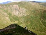 Looking down the N. E. ridge of Catstycam to Keppel Cove Dam below and the track snaking up left to White Side.