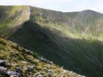 Looking back along Swirral Edge from Catstycam. Helvellyn Lower Man on the right.