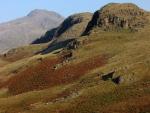 Pianet Knott with Long Crag behind. Scafell Pike in the distance.