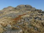 Making a beeline for the gully in the crag above. Pike de Bield on the left.