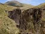 Upper reaches of Hell Gill. Bowfell on the skyline.