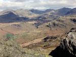 Harter Fell summit. Hardknott Fort left of centre.