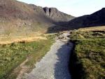 The track through The Cove. Dow Crag in the distance.