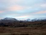 Crossing Birker Fell in the morning. Looking north towards the Scafells