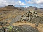 Pike o' Blisco on the left with Bowfell in the distance on the right from Blake Rigg.