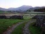 The track to Whincop. The Scafells in the distance.