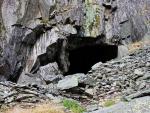 The old abandoned slate quarry/cave below the crag.