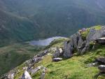The descent from Ill Bell. Kentmere reservoir below.