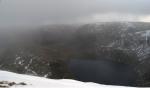 Blea Tarn through the hail.