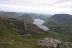 Dodd rising above Bleaberry Tarn with steep descent route from Red Pike.