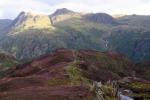 Across Langdale. Pike O Stickle, Loft Crag, Thorn Crag, Harrison Stickle and Pavey Ark.