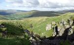 Looking to Aye Gill Pike from the old drove road contouring the hill.